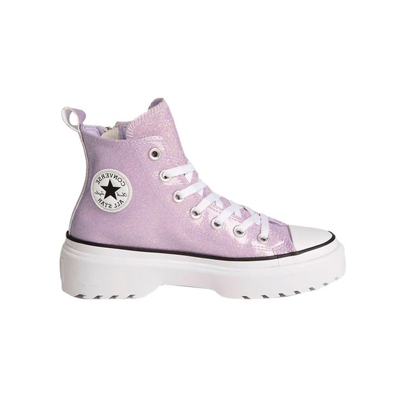 Kids CONVERSE Chuck Taylor All Star lugged lift platform prism glitter. Size 4 - Picture 1 of 9